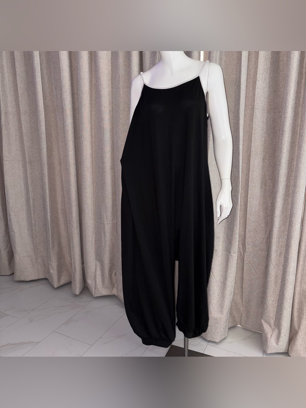 SHEIN Black Draped adjustable shoulder strapsWide-Leg Jumpsuit - Women SZ XXL
